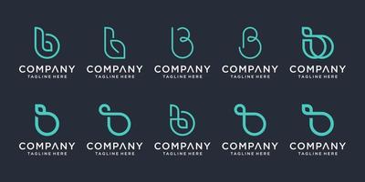 set van creatieve letter b logo ontwerpsjabloon. pictogrammen voor zaken van luxe, elegant, eenvoudig. vector