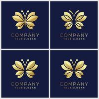 set van creatieve gouden minimalistische vlinder monogram logo. schoonheid, luxe spa-stijl. vector