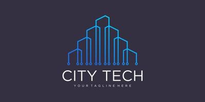 tech city logo symbool sjabloon ontwerp vector, embleem, ontwerpconcept, creatief symbool, pictogram vector