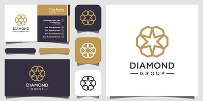 creatieve diamant concept logo ontwerpsjabloon en visitekaartje ontwerp. diamantgroep, team, gemeenschap vector