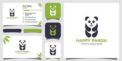 panda vector logo illustratie. panda's hoofd. lachend dierlijk gezicht. bamboe beer chinese beer logo. carnaval symbool. schattige foto. en visitekaartje ontwerp