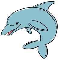 doodle sticker speelse cartoon dolfijn vector