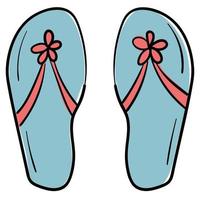 doodle sticker met grappige strandslippers vector