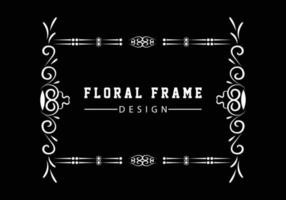 elegante decoratieve zwarte bloemen frame ontwerp gratis vector