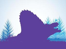 dimetrodon dinosaurussen silhouetten in prehistorische omgeving overlappende lagen decoratieve achtergrond banner abstracte vectorillustratie vector