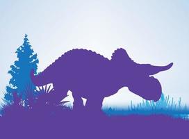 nasutoceratops dinosaurussen silhouetten in prehistorische omgeving overlappende lagen decoratieve achtergrond banner abstracte vectorillustratie vector