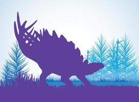 kentrosaurus dinosaurussen silhouetten in prehistorische omgeving overlappende lagen decoratieve achtergrond banner abstracte vectorillustratie vector