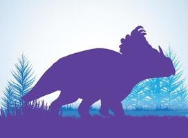 sinoceratops dinosaurussen silhouetten in prehistorische omgeving overlappende lagen decoratieve achtergrond banner abstracte vectorillustratie vector