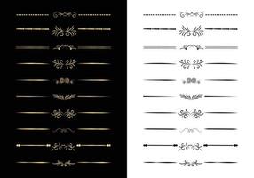 set lijn decoratieve kalligrafische elementen voor bewerkbare en design. mega set bloemen scheidingslijnen frames elementen collectie. vector