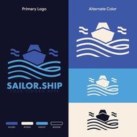 eenvoudig minimalistisch ontwerp van het logo van een oceaanbootschip vector