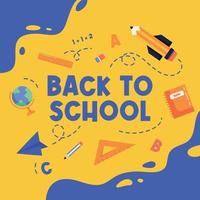 terug naar school social media banner illustratie sjabloon vector