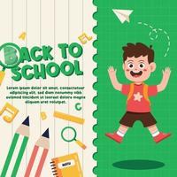 leuk en schattig terug naar school social media banner in plat ontwerp vector