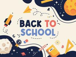 terug naar school platte ontwerp illustratie banner vector