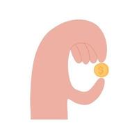 dollar munt in hand pictogram. vector