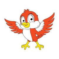 schattige rode vogel dier cartoon afbeelding vector