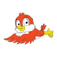 schattige rode vogel dier cartoon afbeelding vector