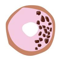 donut met roze suikerglazuur donut pictogram, vectorillustratie. vector