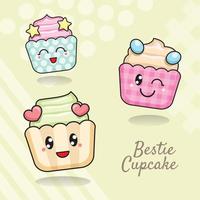 cupcake beste vrienden feest vector