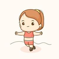 schattig meisje dat rolschaatsers speelt. chibi stripfiguur. platte vectorillustratie vector