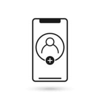 mobiele telefoon plat ontwerp icoon met sjabloon leeg met avatar sign vector