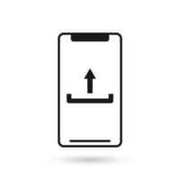mobiele telefoon plat ontwerp met upload pictogram teken. vector