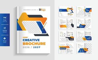 16 pagina's moderne geometrische zakelijke brochure met kleurrijk abstract ontwerp. gebruik voor marketing, print, jaarverslag en zakelijke presentaties vector