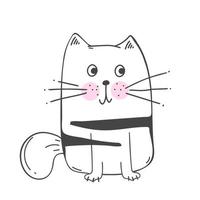 vector illustratie Characterdesign schets van kat tekenen doodle stijl. geïsoleerd op wit. vector illustratie