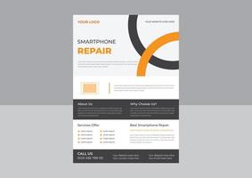 computer smartphone reparatie service flyer poster folder sjabloon, mobiele app promotie folder sjabloon, mobiele app flyer poster folder sjabloon, smartphone reparatie service flyer monster en ideeën. vector