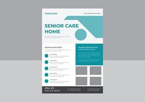 senior zorg folder sjabloon, beste senior zorg thuis flyer, senior zorg service verpleging poster, flyer, brochureontwerp. vector