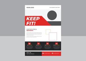 sportschool fitness flyer ontwerp, vector lay-out ontwerpsjabloon voor extremen sportevenement, fit worden, stop niet met sportschool flyer, sportschool fitness flyer-sjabloon