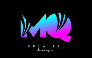 creatieve kleurrijke letters mq mq-logo met leidende lijnen en wegconceptontwerp. letters met geometrisch ontwerp. vector