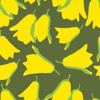 naadloze plantenpatroonachtergrond met gele bloemen zoals een bel, wenskaart of stof vector