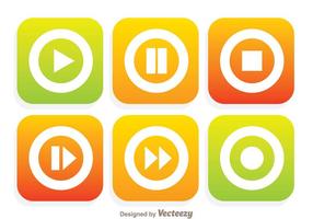 Platte media player knoppen vector