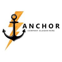 schip anker logo pictogram vector, haven, retro ontwerp illustratie vector