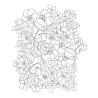 Plumeria bloem lijntekeningen schets met omtrek lijn van doodle kleurplaat om af te drukken vector