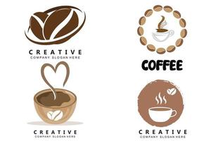 koffieboon plant logo vector voor koffie drinken ontwerp illustratie