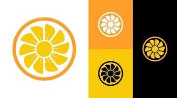 gele bloemblaadjes in het logo-ontwerp van het cirkelmerk vector
