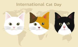 wereld kattendag concept.internationale kattendag. vakantie concept. sjabloon voor achtergrond, webbanner, kaart, poster vector