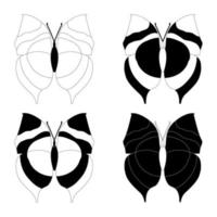 soorten set, zwart-wit vlinder insecten, vlakke stijl. vector