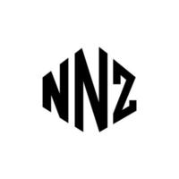 nnz letter logo-ontwerp met veelhoekvorm. nnz veelhoek en kubusvorm logo-ontwerp. nnz zeshoek vector logo sjabloon witte en zwarte kleuren. nnz-monogram, bedrijfs- en onroerendgoedlogo.