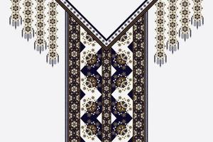etnische nek borduurwerk v-vorm geometrische bloem met driehoek patroon ontwerp op witte kleur achtergrond. elegante tribale kunstmode voor overhemden. vector