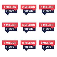 1 miljoen tot 9 miljoen views viering thumbnail ontwerp vector, 1m plus views bedankt vector