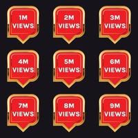 1 miljoen tot 9 miljoen views viering thumbnail ontwerp vector, 1m plus views bedankt vector