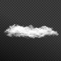 wolkenvector op transparante achtergrond, realistische geïsoleerde rook, mist en wolkenvector vector