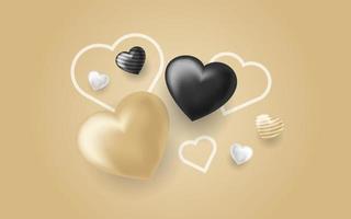 elegante 3d liefde harten decoratieve compositie achtergrond vector