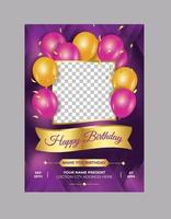 gelukkige verjaardag groet elegante flyer met fotolijst ontwerp vector