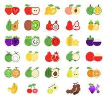 fruit segment pictogrammenset, vector illustratie.