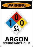 nfpa waarschuwing argon koelmiddel vloeistof 1-0-0-sa teken vector