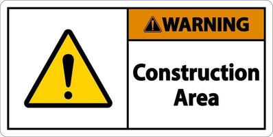 waarschuwing bouw gebied symbool teken op witte achtergrond vector