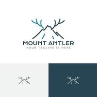 mount gewei herten hoorns berg natuur avontuur lijn logo vector